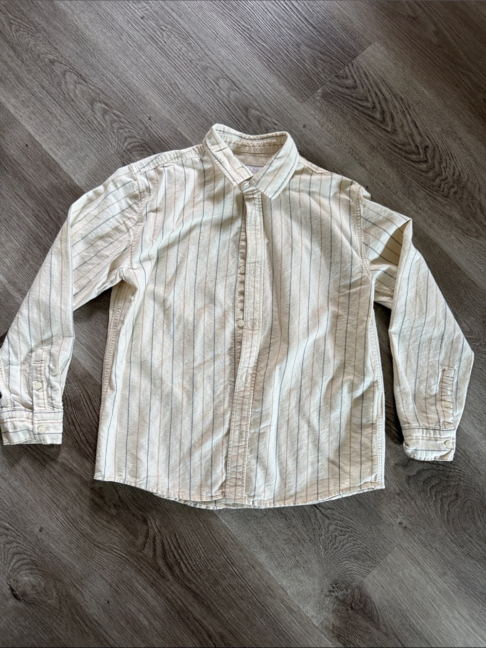 Zara Kids Cream Striped Button-Up Shirt